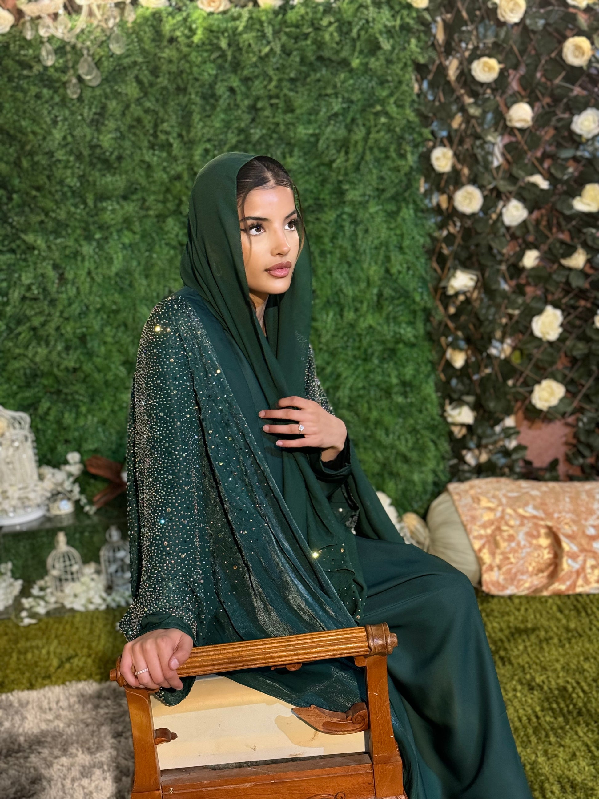 Elegant Maroon Abaya with Hand Detailing | Modest UK Fashion