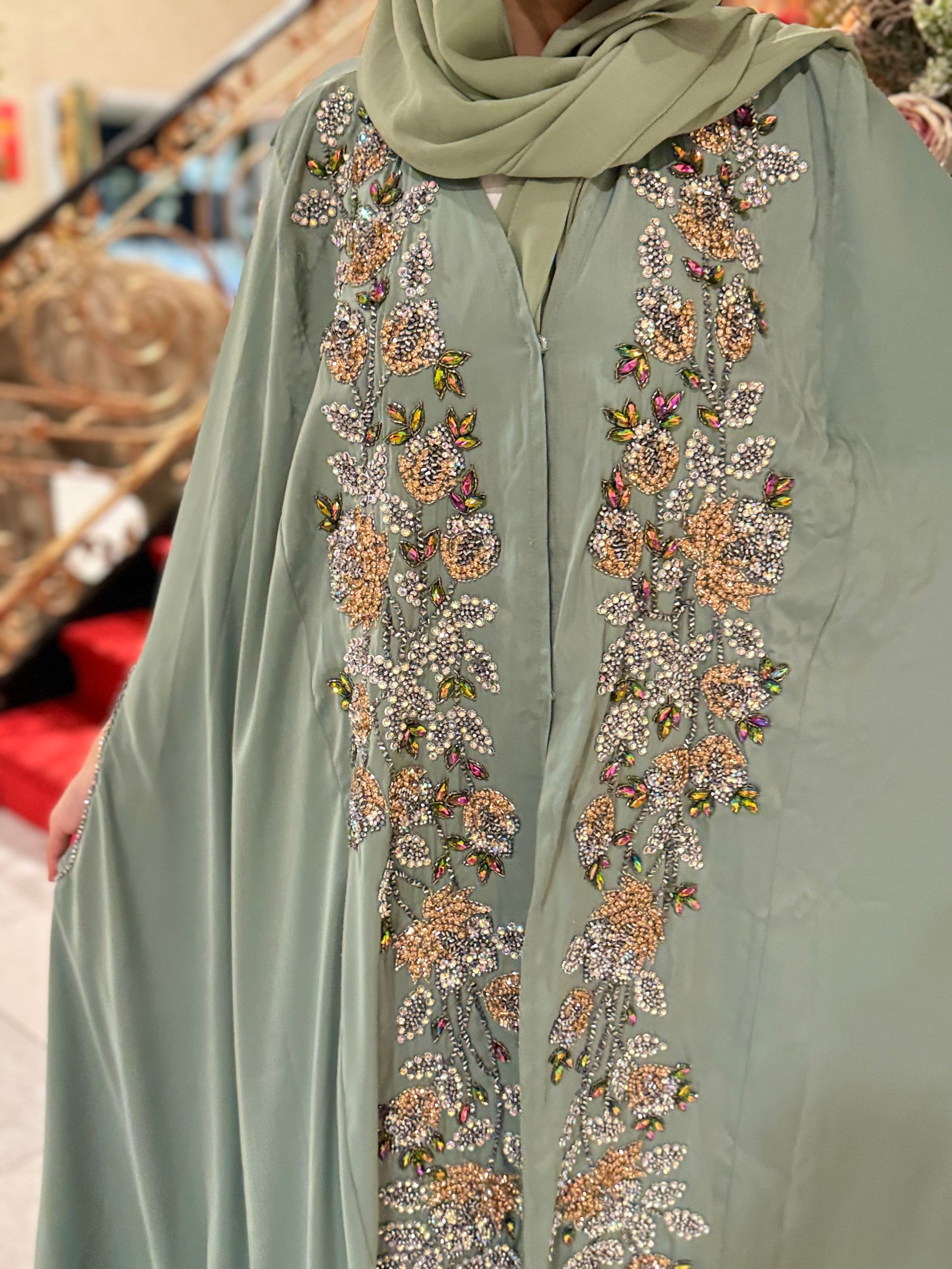 Sage Green Abaya UK | Modest Occasion Outfits | Hishma