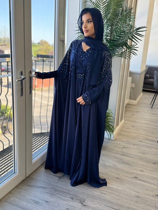 Hand-Embellished Navy Abaya | Classic Modest Style | Hishma