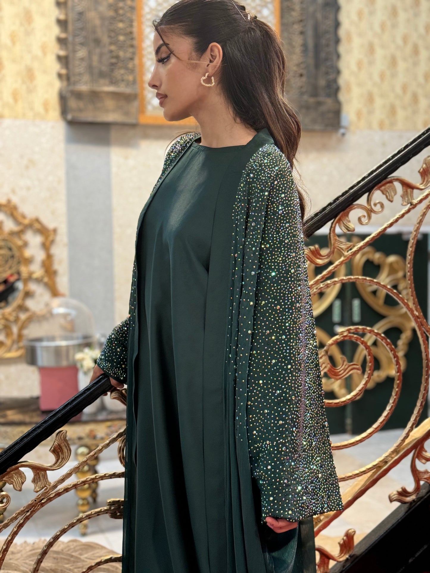 Elegant Maroon Abaya with Hand Detailing | Modest UK Fashion