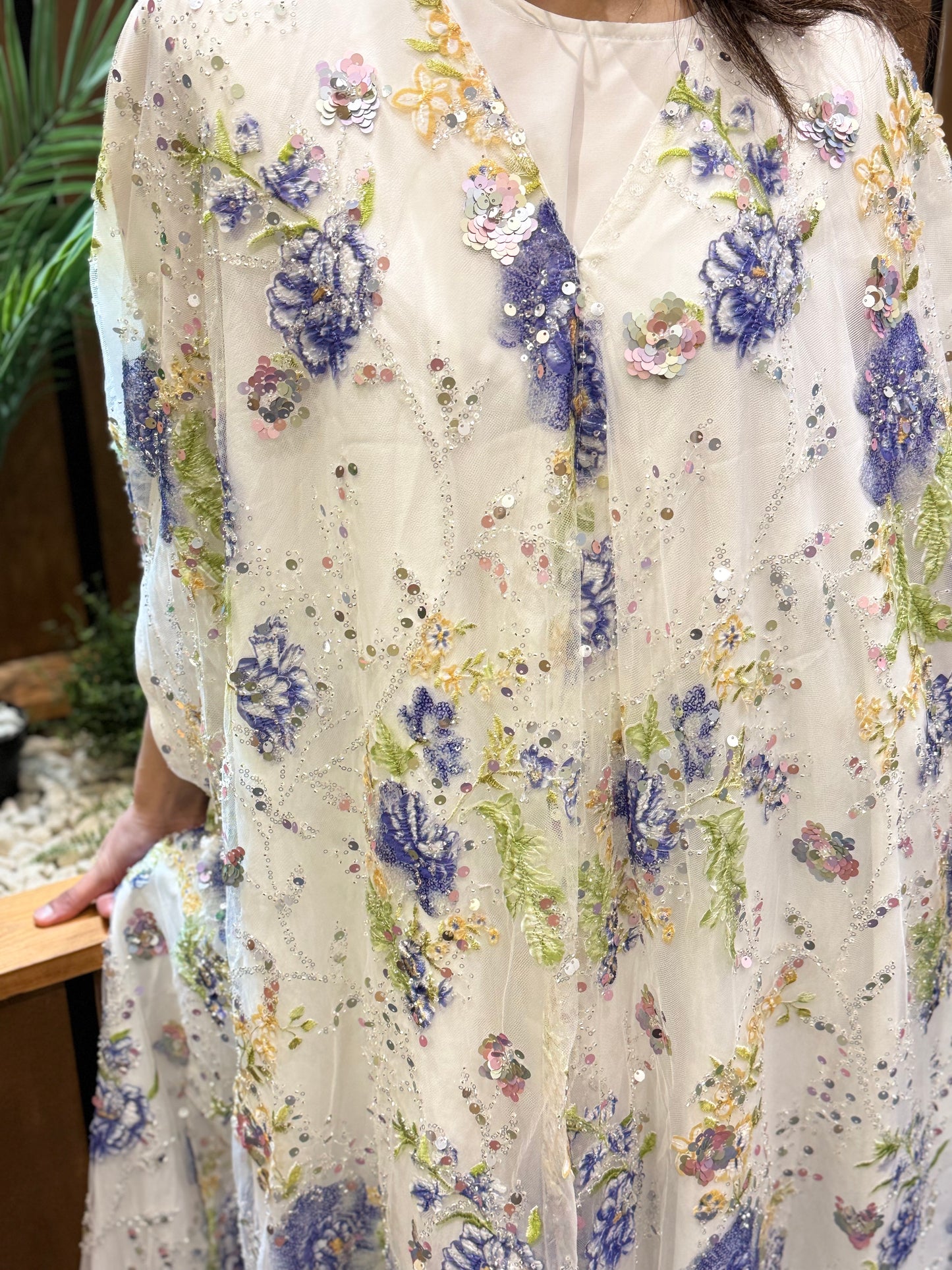 White Lilac Khaleeji Abaya | Elegant Modest Wear | Hishma