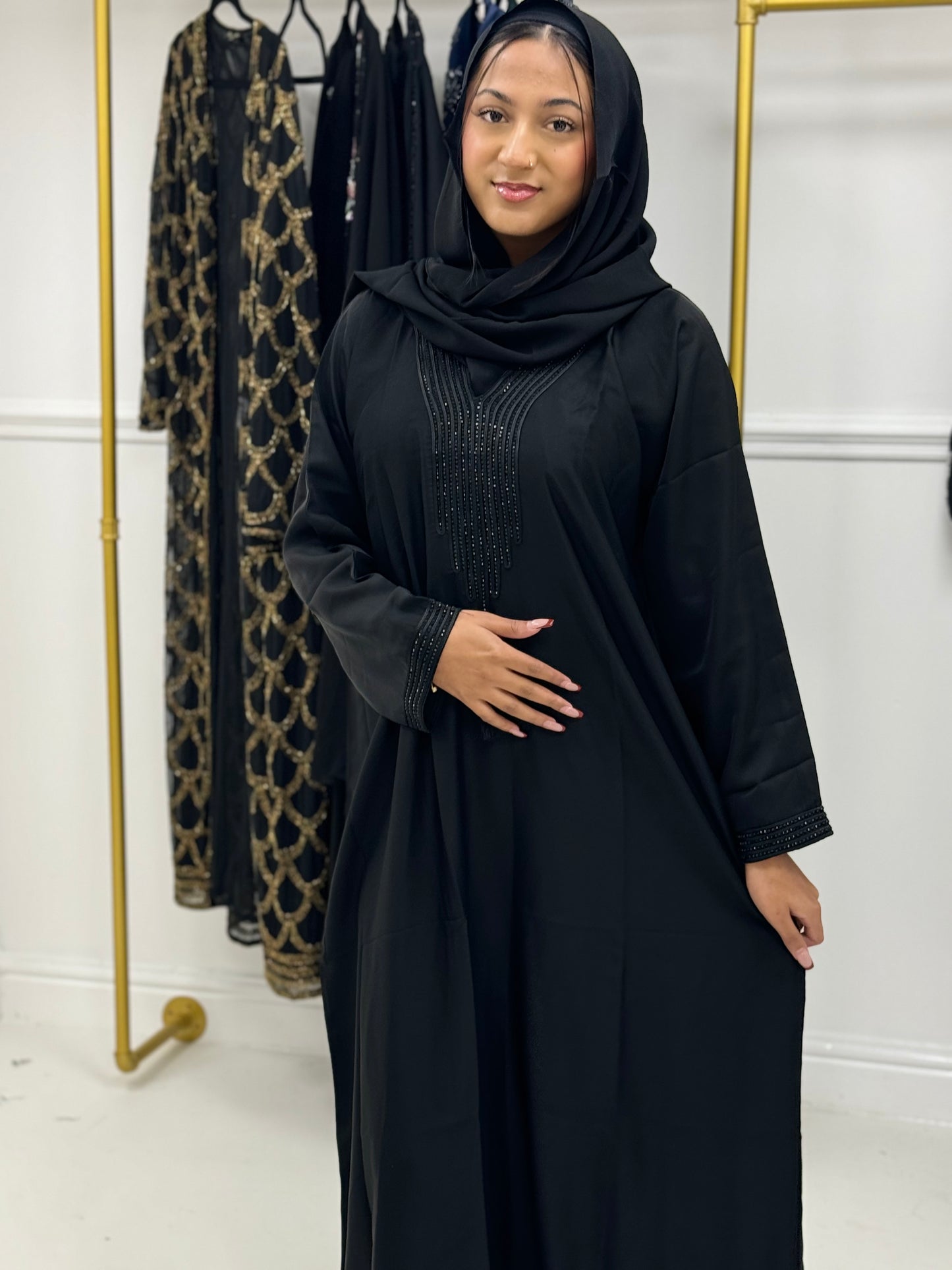 Textured Black Abaya UK | Chic Modest Clothing | Hishma