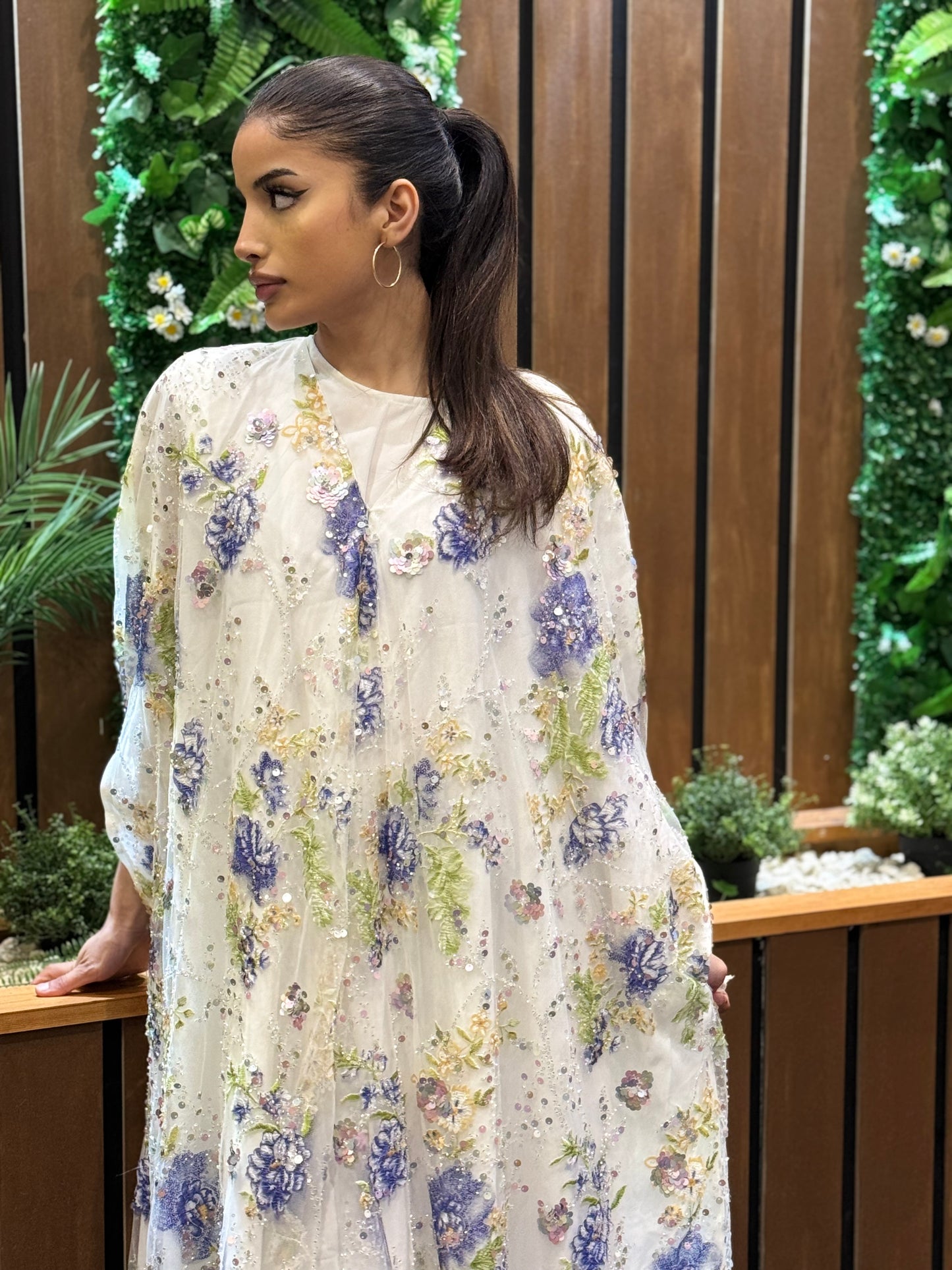 White Lilac Khaleeji Abaya | Elegant Modest Wear | Hishma