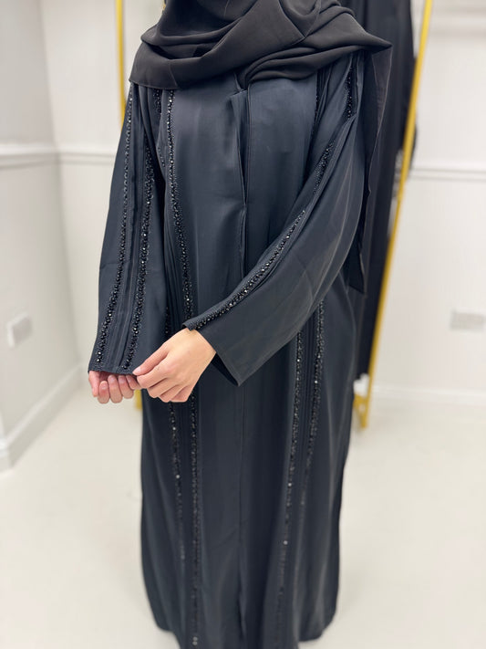 Elegant White and Gold Abaya | Formal Modest Wear | Hishma