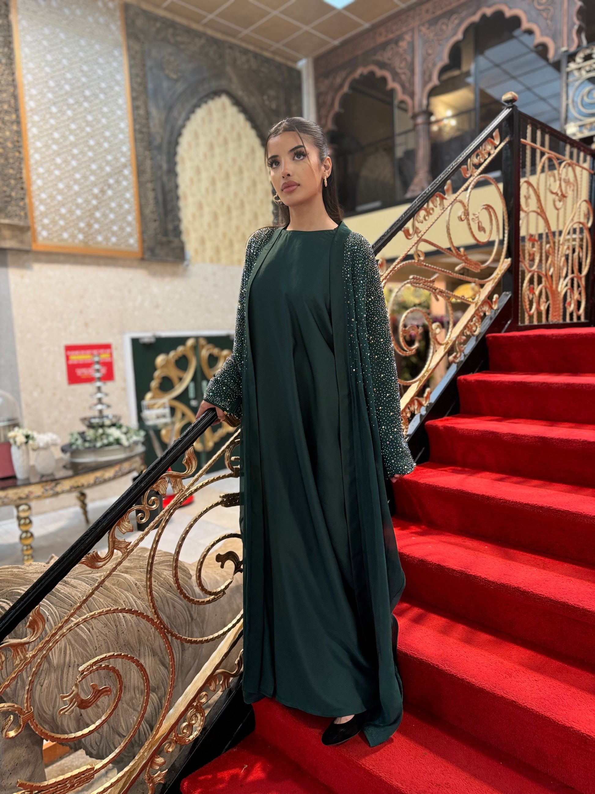 Elegant Maroon Abaya with Hand Detailing | Modest UK Fashion