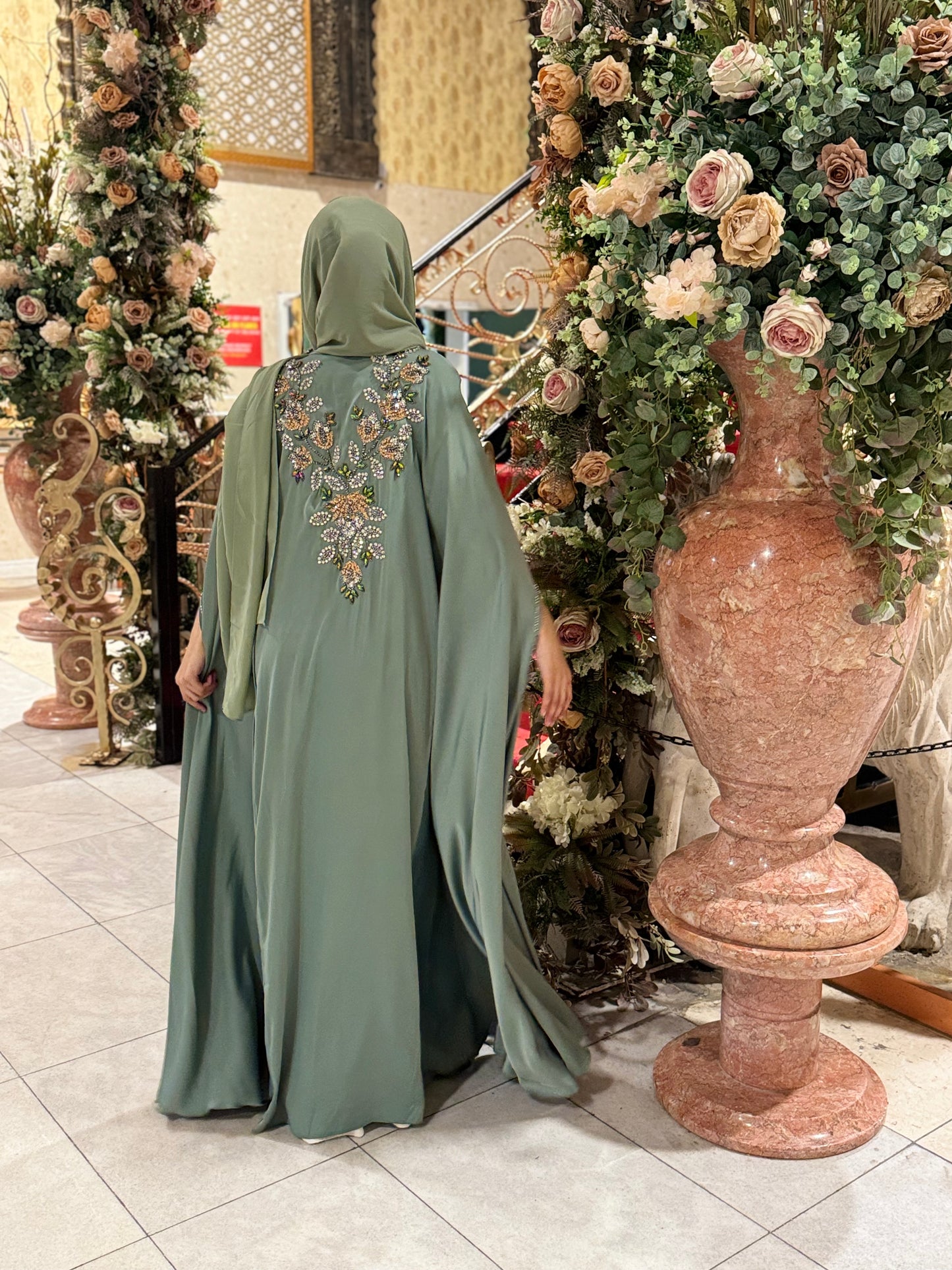 Sage Green Abaya UK | Modest Occasion Outfits | Hishma