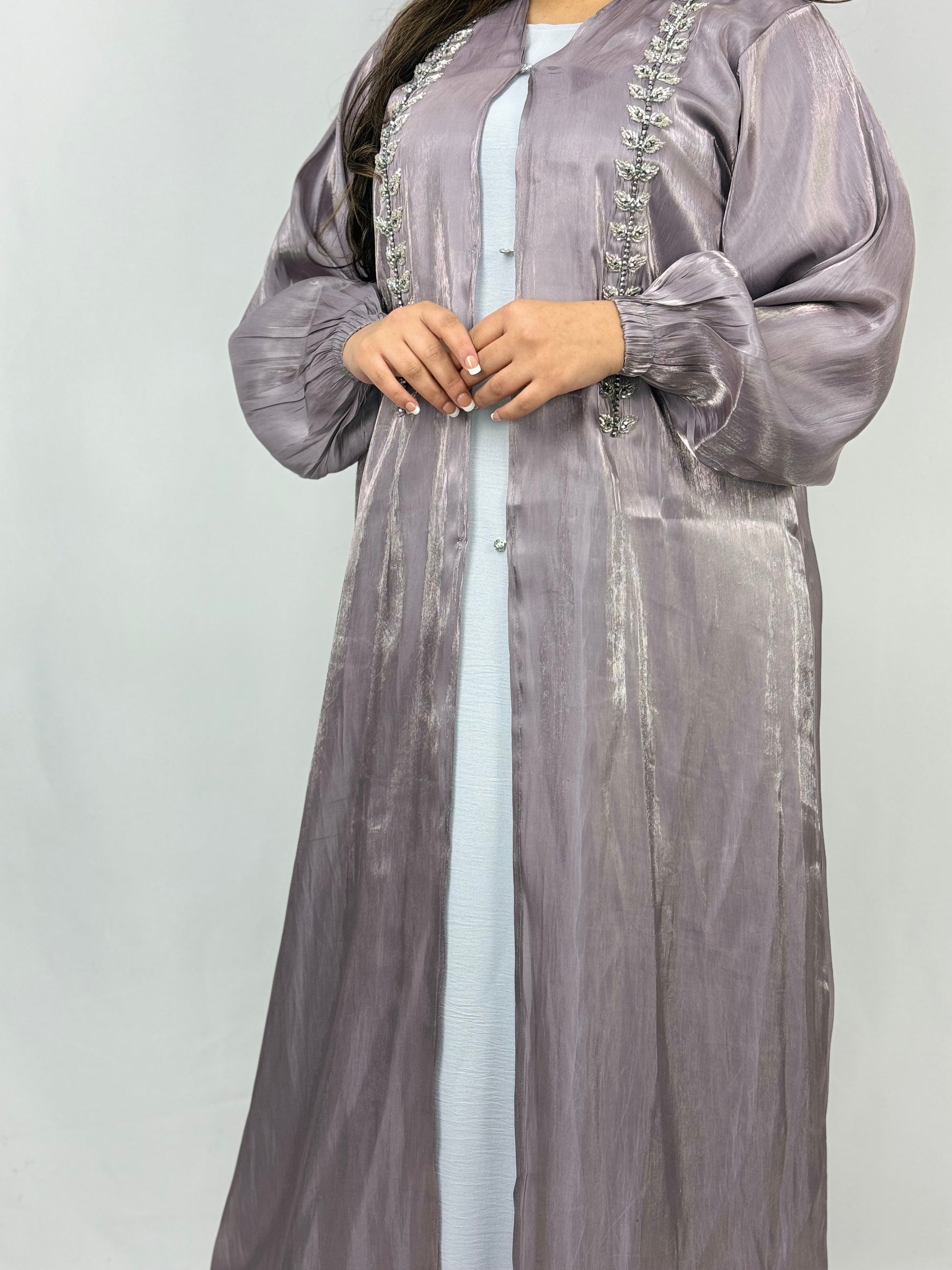 Husniya Lilac-Grey Abaya | Lilac-Grey Husniya Abaya | Hishma