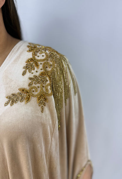 Maira Nude Gold Abaya | Nude Gold Abaya | Hishma