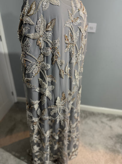 Grey floral abaya