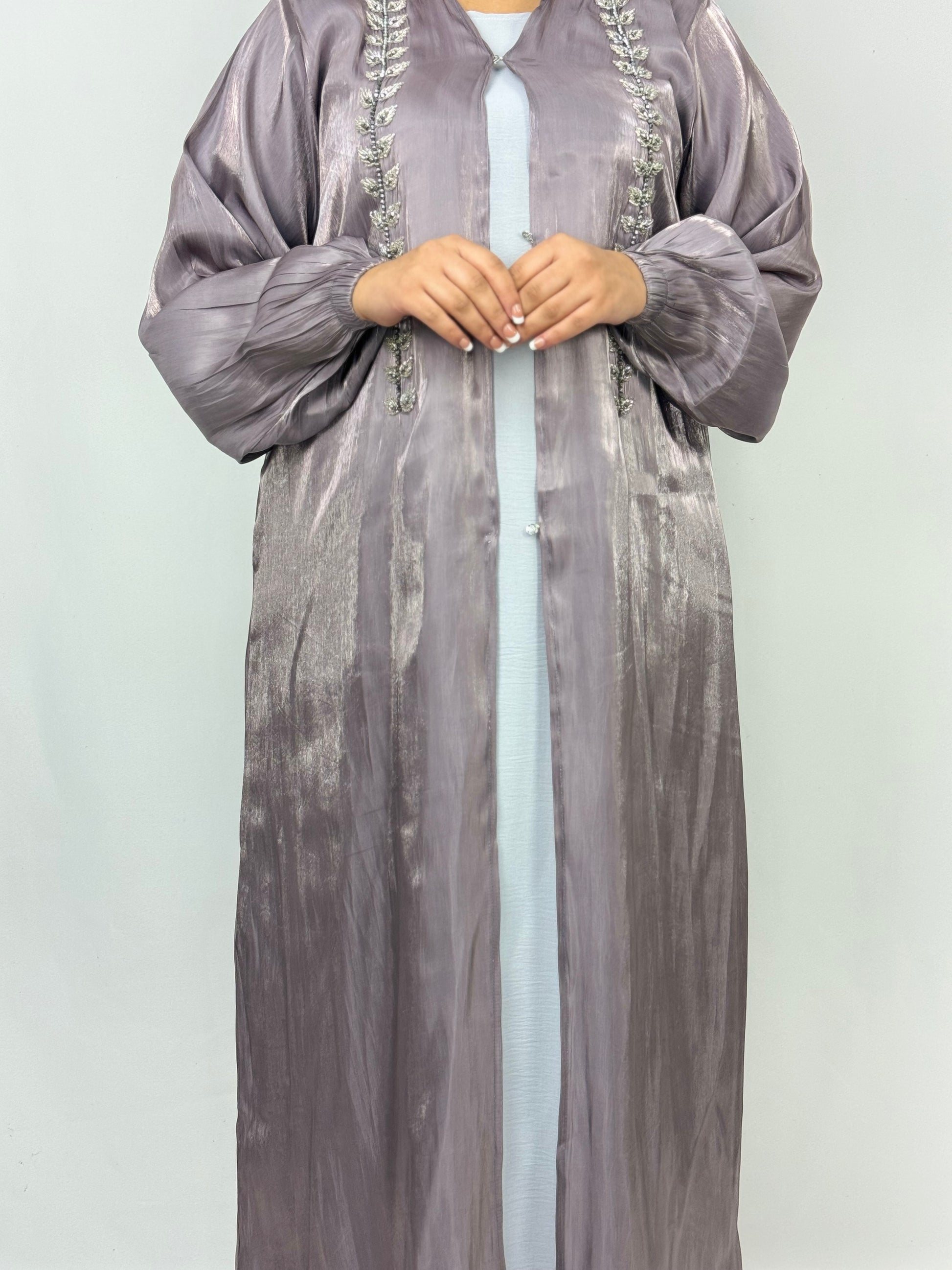 Husniya Lilac-Grey Abaya | Lilac-Grey Husniya Abaya | Hishma