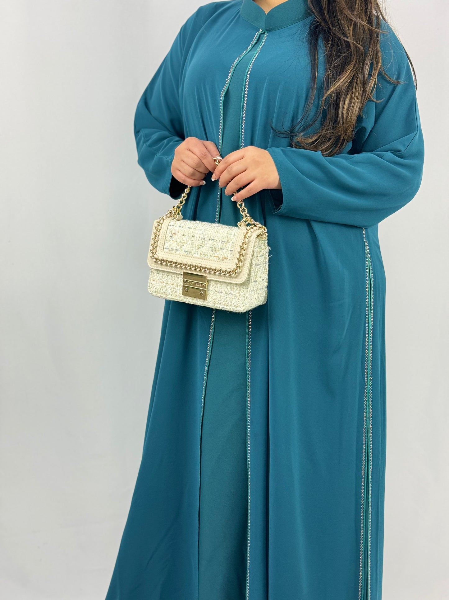 Fayruz Teal Abaya | Teal Fayruz Abaya | Hishma