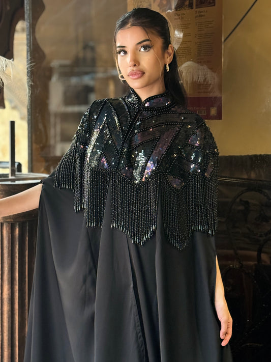 Elham Black Abaya | Black Elham Abaya | Hishma