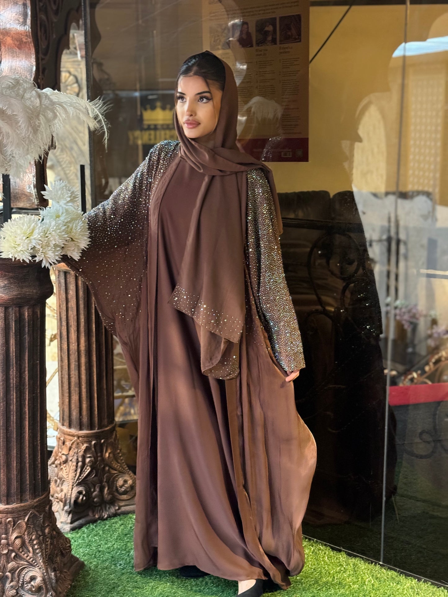 Hoorain Chocolate Abaya | Chocolate Hoorain Abaya | Hishma