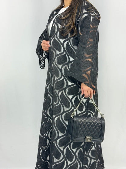 Aisha Black Abaya | Aisha Net Abaya | Hishma