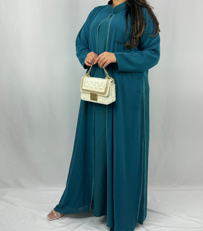 Fayruz Teal Abaya | Teal Fayruz Abaya | Hishma